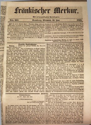 Fränkischer Merkur (Bamberger Zeitung) Mittwoch 11. Juni 1845