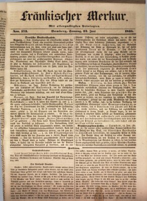 Fränkischer Merkur (Bamberger Zeitung) Sonntag 22. Juni 1845