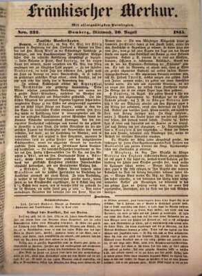 Fränkischer Merkur (Bamberger Zeitung) Mittwoch 20. August 1845