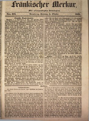 Fränkischer Merkur (Bamberger Zeitung) Sonntag 5. Oktober 1845
