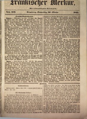 Fränkischer Merkur (Bamberger Zeitung) Donnerstag 16. Oktober 1845
