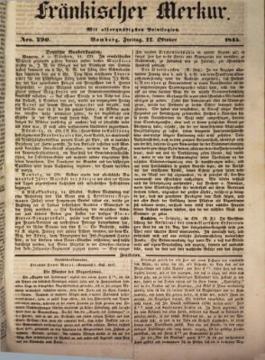 Fränkischer Merkur (Bamberger Zeitung) Freitag 17. Oktober 1845