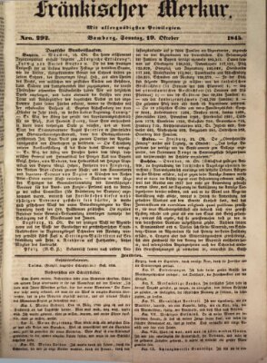 Fränkischer Merkur (Bamberger Zeitung) Sonntag 19. Oktober 1845