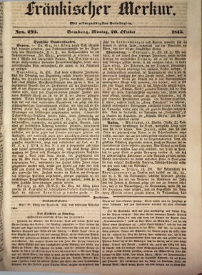 Fränkischer Merkur (Bamberger Zeitung) Montag 20. Oktober 1845