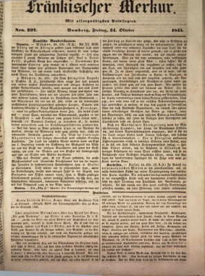 Fränkischer Merkur (Bamberger Zeitung) Freitag 24. Oktober 1845