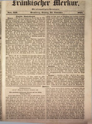 Fränkischer Merkur (Bamberger Zeitung) Samstag 22. November 1845