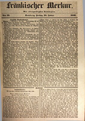 Fränkischer Merkur (Bamberger Zeitung) Freitag 23. Januar 1846