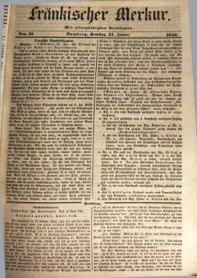 Fränkischer Merkur (Bamberger Zeitung) Samstag 31. Januar 1846