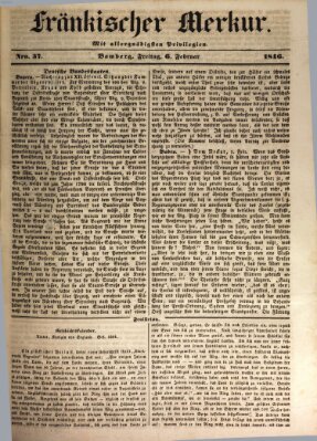 Fränkischer Merkur (Bamberger Zeitung) Freitag 6. Februar 1846