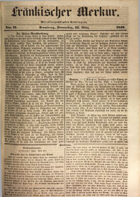 Fränkischer Merkur (Bamberger Zeitung) Donnerstag 12. März 1846