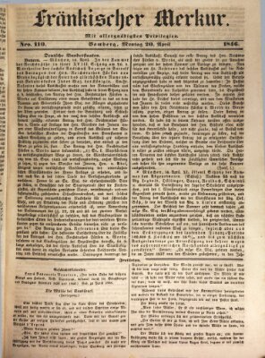 Fränkischer Merkur (Bamberger Zeitung) Montag 20. April 1846