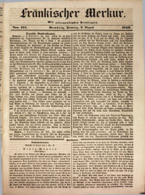 Fränkischer Merkur (Bamberger Zeitung) Sonntag 2. August 1846