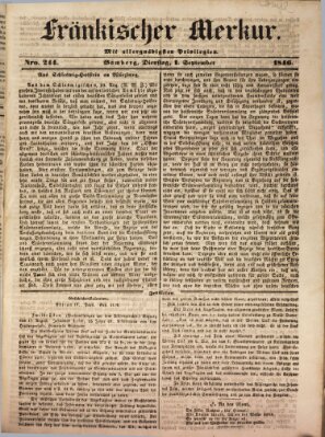 Fränkischer Merkur (Bamberger Zeitung) Dienstag 1. September 1846