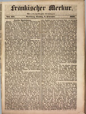 Fränkischer Merkur (Bamberger Zeitung) Dienstag 8. September 1846