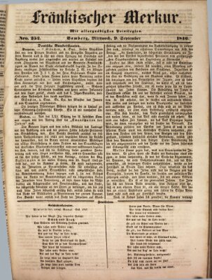 Fränkischer Merkur (Bamberger Zeitung) Mittwoch 9. September 1846