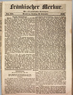 Fränkischer Merkur (Bamberger Zeitung) Samstag 12. September 1846
