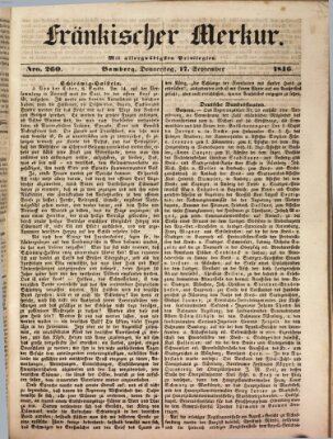 Fränkischer Merkur (Bamberger Zeitung) Donnerstag 17. September 1846