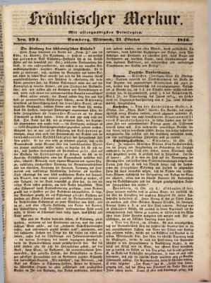 Fränkischer Merkur (Bamberger Zeitung) Mittwoch 21. Oktober 1846