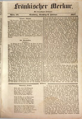 Fränkischer Merkur (Bamberger Zeitung) Samstag 6. Februar 1847