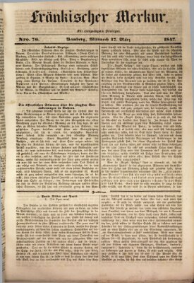 Fränkischer Merkur (Bamberger Zeitung) Mittwoch 17. März 1847