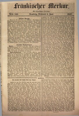 Fränkischer Merkur (Bamberger Zeitung) Mittwoch 2. Juni 1847