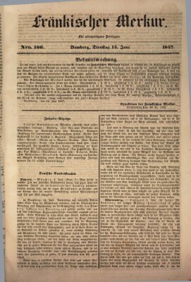 Fränkischer Merkur (Bamberger Zeitung) Dienstag 15. Juni 1847