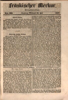 Fränkischer Merkur (Bamberger Zeitung) Mittwoch 28. Juli 1847