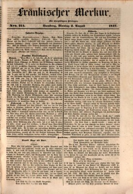 Fränkischer Merkur (Bamberger Zeitung) Montag 2. August 1847