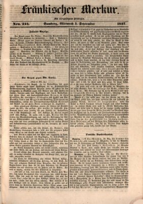 Fränkischer Merkur (Bamberger Zeitung) Mittwoch 1. September 1847