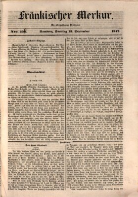Fränkischer Merkur (Bamberger Zeitung) Sonntag 12. September 1847