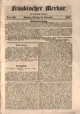 Fränkischer Merkur (Bamberger Zeitung) Dienstag 14. September 1847