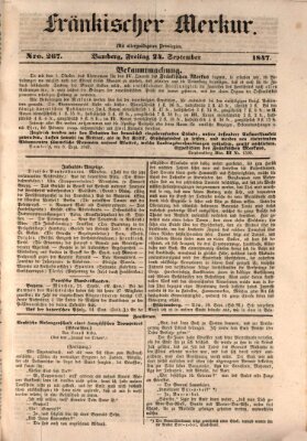 Fränkischer Merkur (Bamberger Zeitung) Freitag 24. September 1847