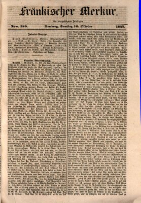 Fränkischer Merkur (Bamberger Zeitung) Samstag 16. Oktober 1847