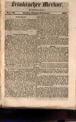Fränkischer Merkur (Bamberger Zeitung) Mittwoch 17. November 1847