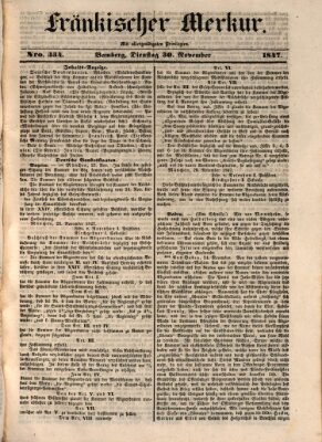 Fränkischer Merkur (Bamberger Zeitung) Dienstag 30. November 1847