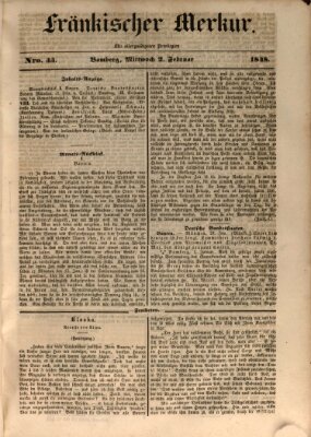 Fränkischer Merkur (Bamberger Zeitung) Mittwoch 2. Februar 1848