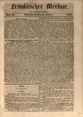 Fränkischer Merkur (Bamberger Zeitung) Samstag 12. Februar 1848