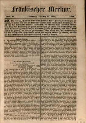 Fränkischer Merkur (Bamberger Zeitung) Dienstag 21. März 1848