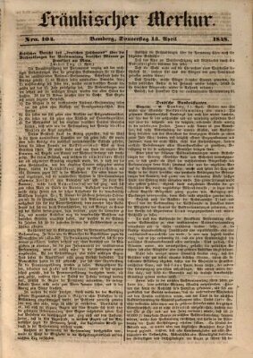Fränkischer Merkur (Bamberger Zeitung) Donnerstag 13. April 1848