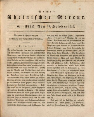 Neuer rheinischer Merkur (Rheinischer Merkur) Samstag 19. Oktober 1816