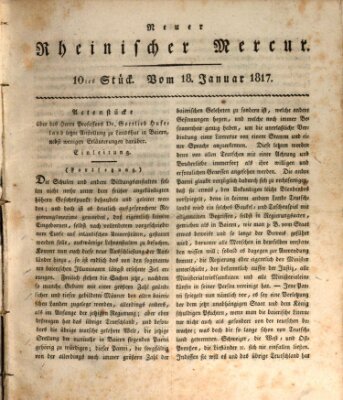 Neuer rheinischer Merkur (Rheinischer Merkur) Samstag 18. Januar 1817