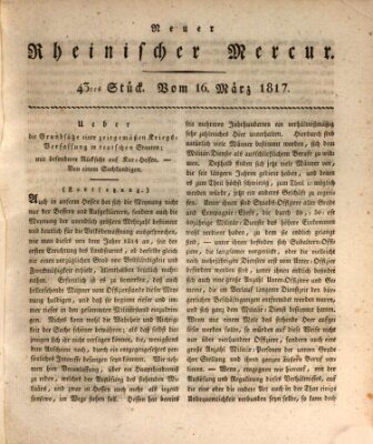 Neuer rheinischer Merkur (Rheinischer Merkur) Sonntag 16. März 1817