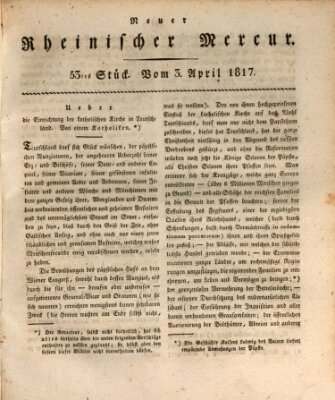 Neuer rheinischer Merkur (Rheinischer Merkur) Donnerstag 3. April 1817