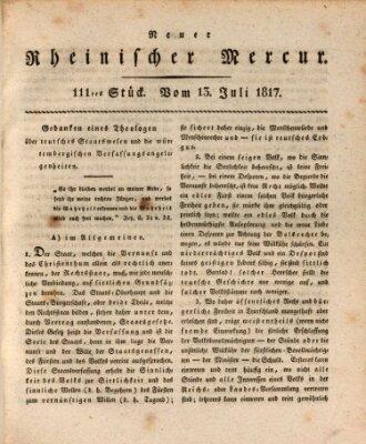 Neuer rheinischer Merkur (Rheinischer Merkur) Sonntag 13. Juli 1817
