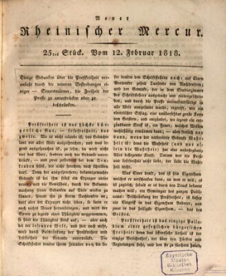 Neuer rheinischer Merkur (Rheinischer Merkur) Donnerstag 12. Februar 1818