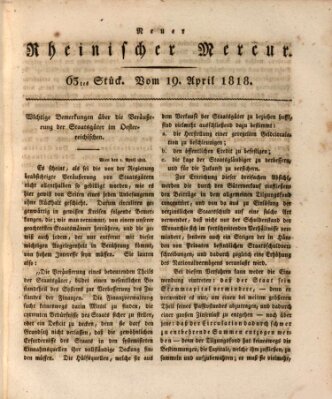 Neuer rheinischer Merkur (Rheinischer Merkur) Sonntag 19. April 1818
