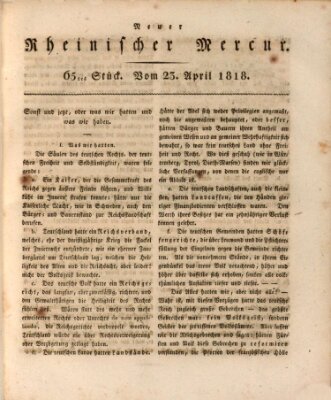 Neuer rheinischer Merkur (Rheinischer Merkur) Donnerstag 23. April 1818