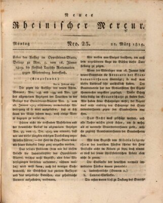 Neuer rheinischer Merkur (Rheinischer Merkur) Montag 22. März 1819