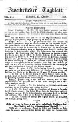 Zweibrücker Tagblatt Mittwoch 13. Oktober 1869