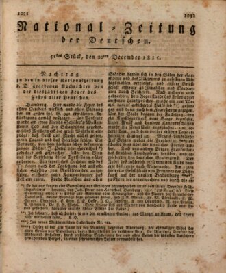 National-Zeitung der Deutschen Mittwoch 20. Dezember 1815